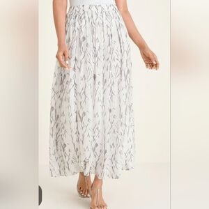 Chico's Women's Maxi Gathered Texture Chevron Patterned Skirt NWT 12